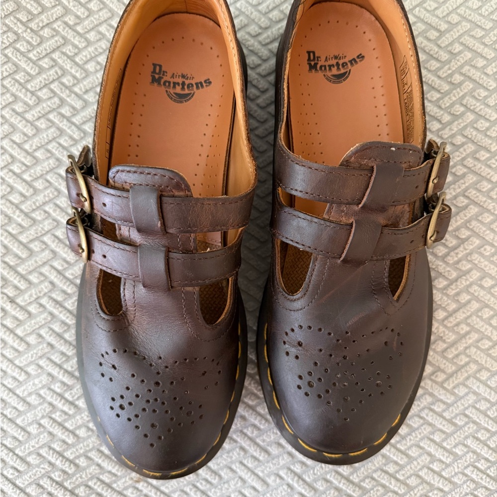 Dr. Martens Brown Double-Strap Mary Jane Shoes